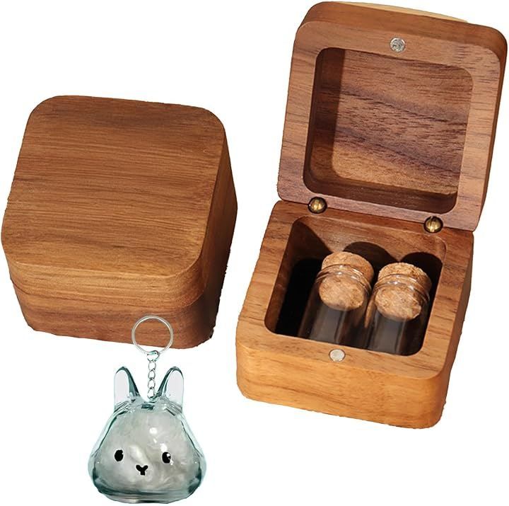 nijimomo メモリアルボックス 木製ケース 瓶2本 キーホルダー付き