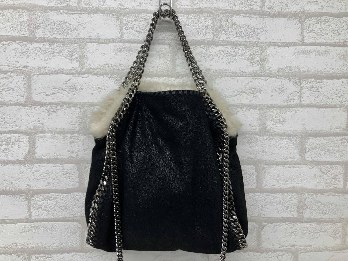 STELLA McCARTNEY W 9905 ステラマッカートニー ショルダーバッグ ブラック ファー リバーシブル レディース