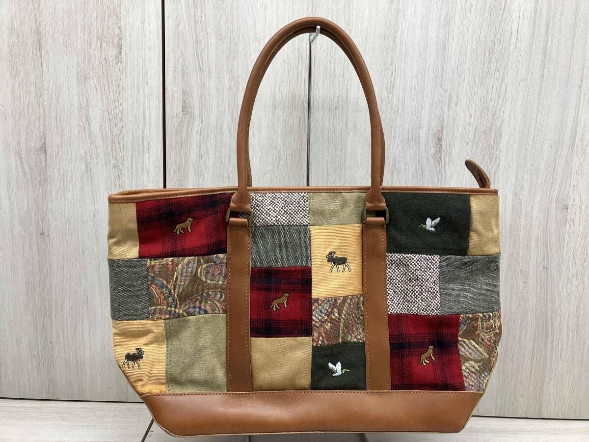 レディース L.L.Bean トートバッグ パッチワーク アニマル レザー 