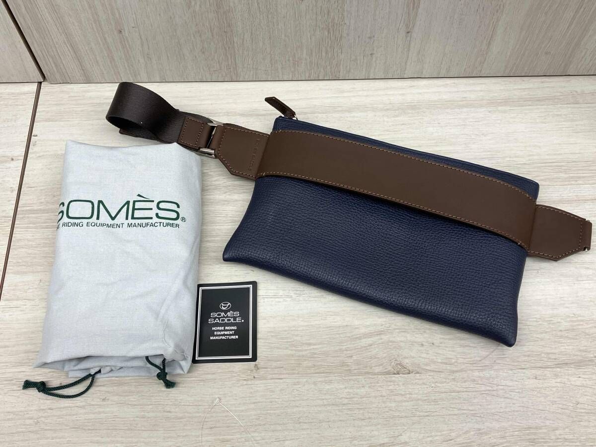 SOMES SADDLE バッグ サコッシュ ジュール ネイビー×ブラウン
