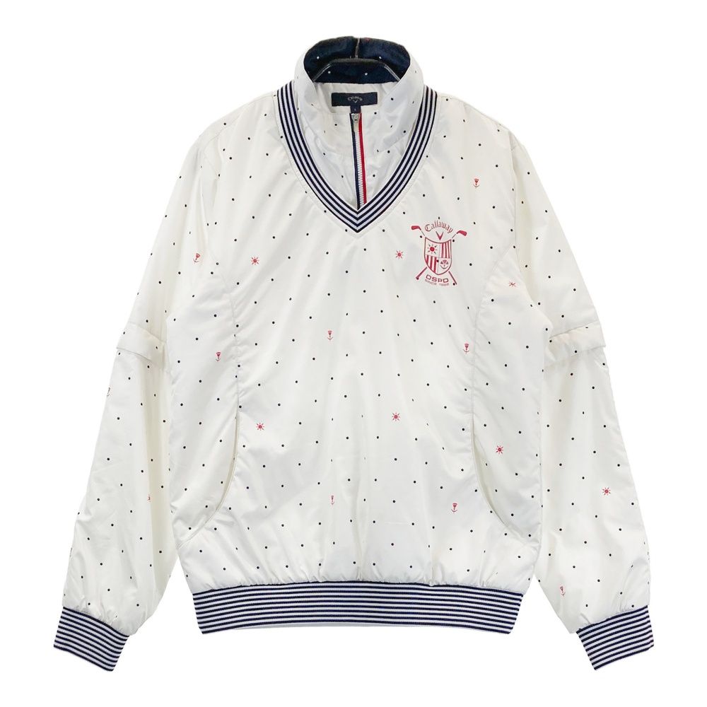 サイズ L キャロウェイ ネック付2 WAY中綿ブルゾン ドット柄 ホワイト系 ゴルフウェア レディース ストスト