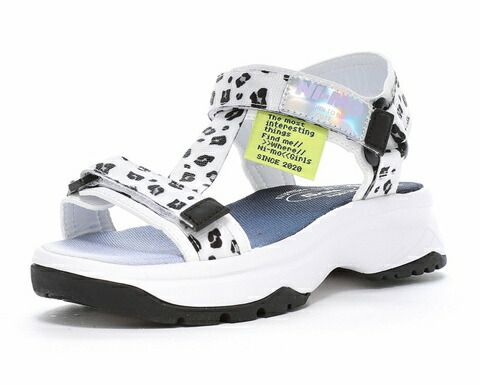 定番，人気 【moonstar】NM J129 WHITE/ANIMAL TAPE SANDAL ムーンスター ニーモ Ni-mo ホワイト/アニマル 子供靴 ジュニア 女の子 ＃足元キラかわメイク 厚底 サンダル ヒョウ柄 レオパード サンダル