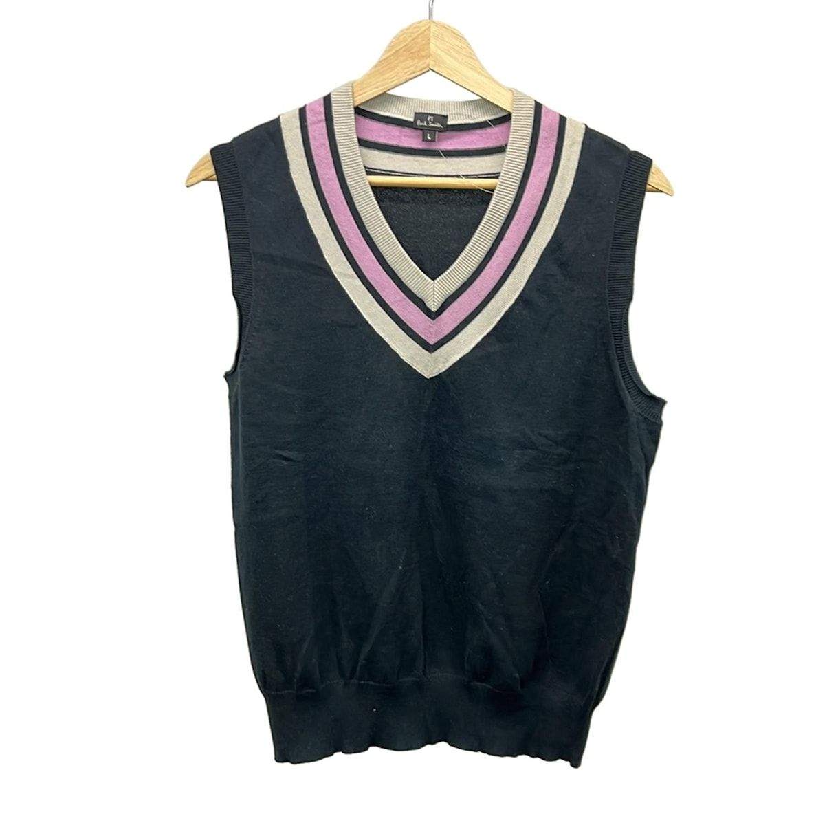 PaulSmith ポールスミス ベスト サイズL レディース 黒 白 ライトピンク