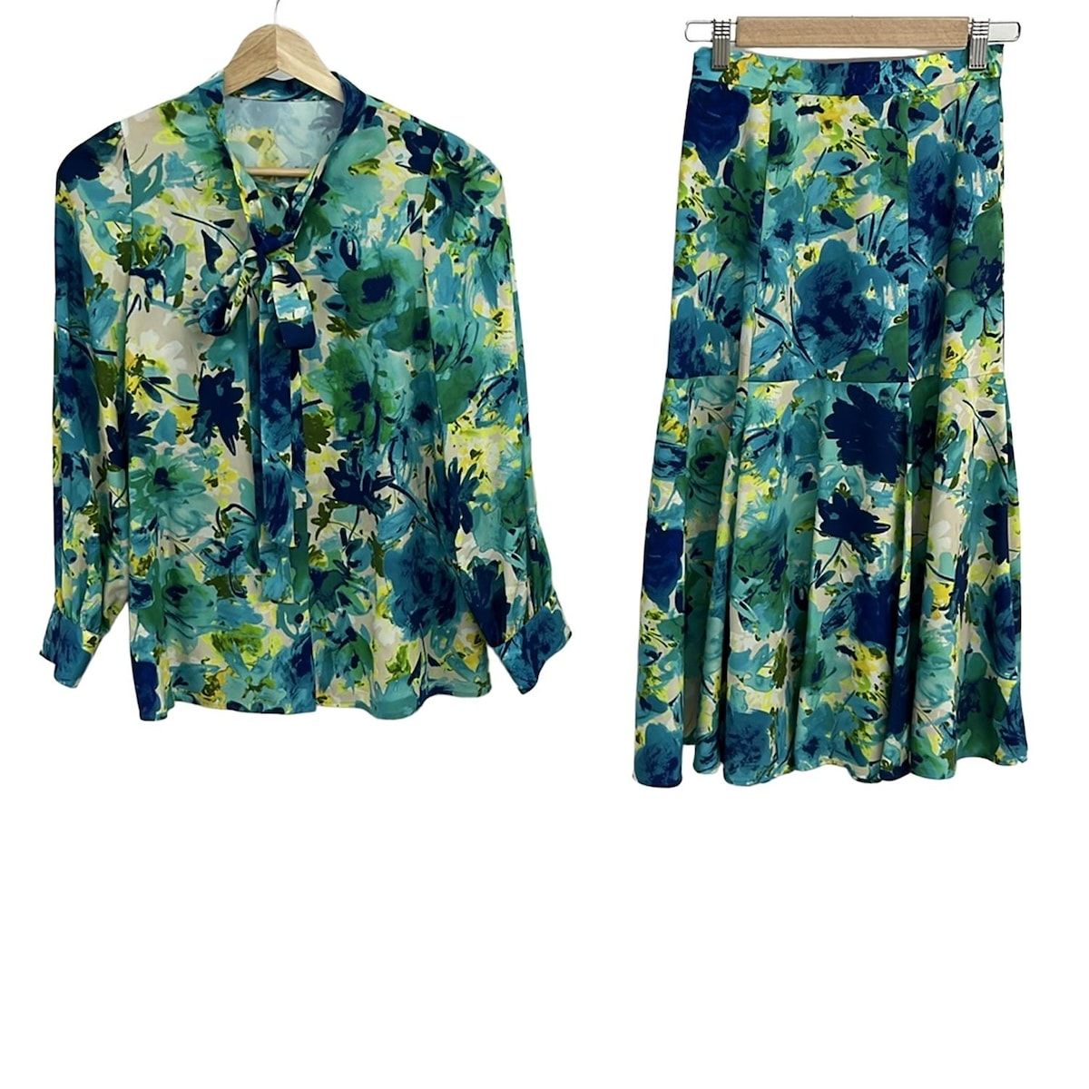 ANAYI アナイ スカートセットアップ レディース - ブルーグリーン×グリーン×マルチ