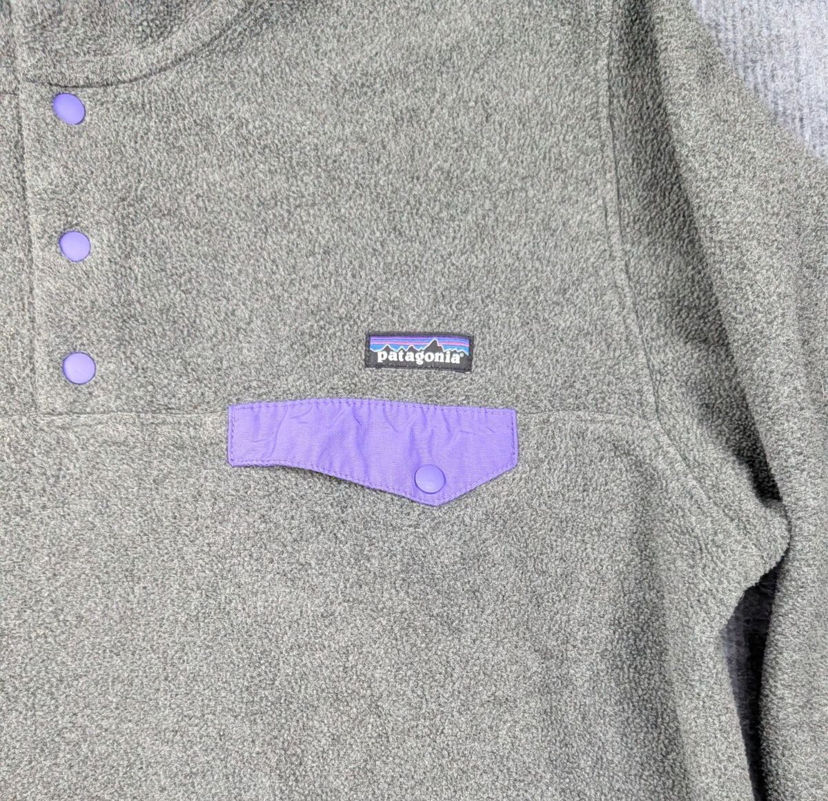 10 s パタゴニア シンチラ スナップT グレー|パープル