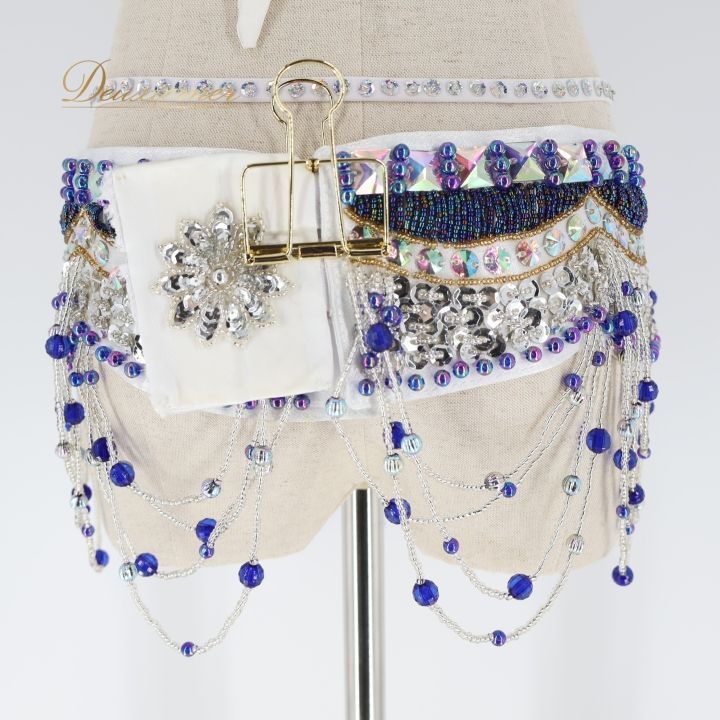 ベリーダンス オリエンタル 衣装 トップス ベルト セット ホワイト系