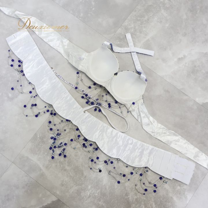 ベリーダンス オリエンタル 衣装 トップス ベルト セット ホワイト系