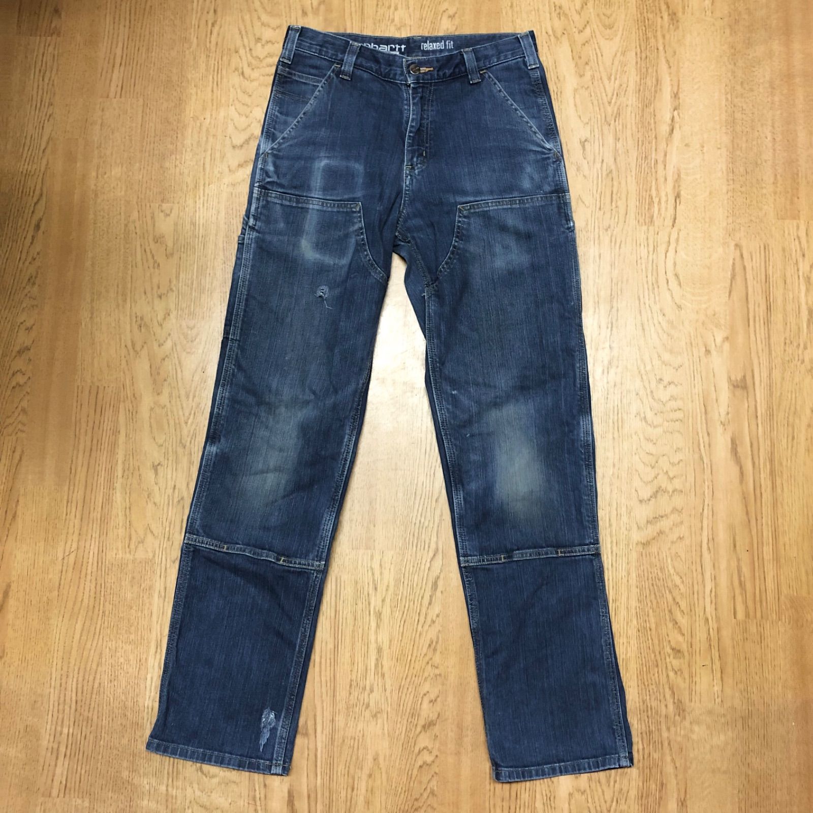 carhartt relaxed fit メキシコ製 103329-491 カーハート ラギッドフレックス ダブルニー ユーティリティジーンズ デニム ワークパンツ ブルー系 ボトムス