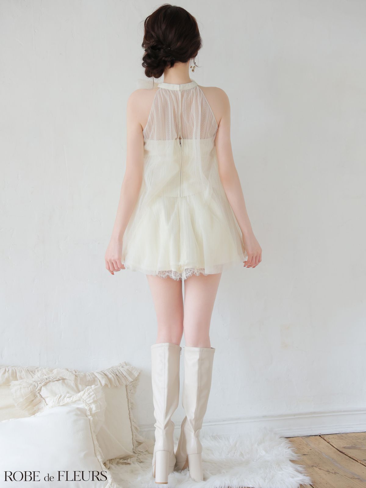 レディース robe de fleurs 人気完売ドレス S セットアップ アイボリー
