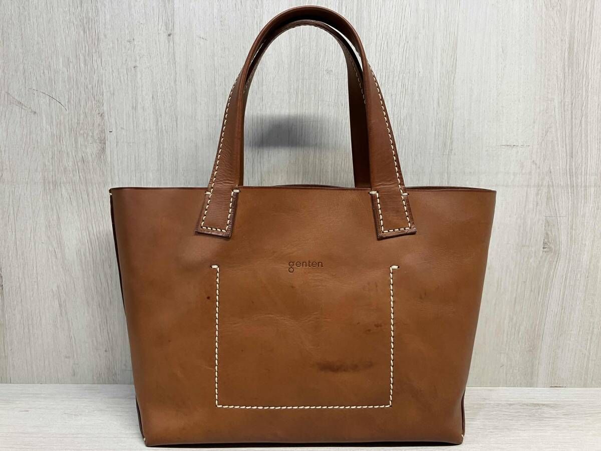 ゲンテン ハンドバッグ ブラウン レザー genten genten ブラウン 