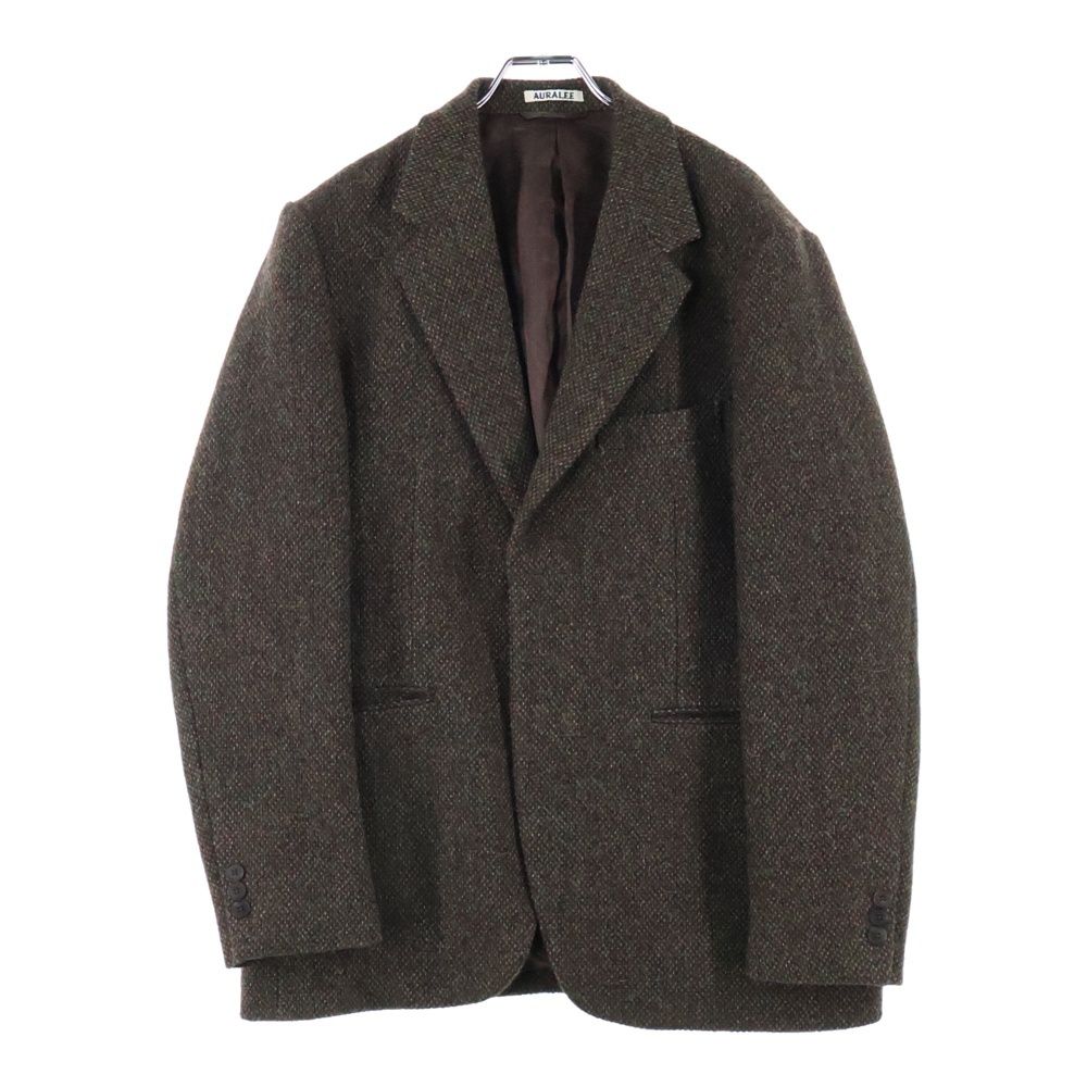 AURALEE オーラリー LAMA SHETLAND WOOL TWEED OVER JACKET ラマシェットランドウールツイード2Bテーラードジャケット ブラウン A24AJ02LS AURALEE (オーラリー) LAMA SHETLAND WOOL TWEED OVER JACKET ラマ