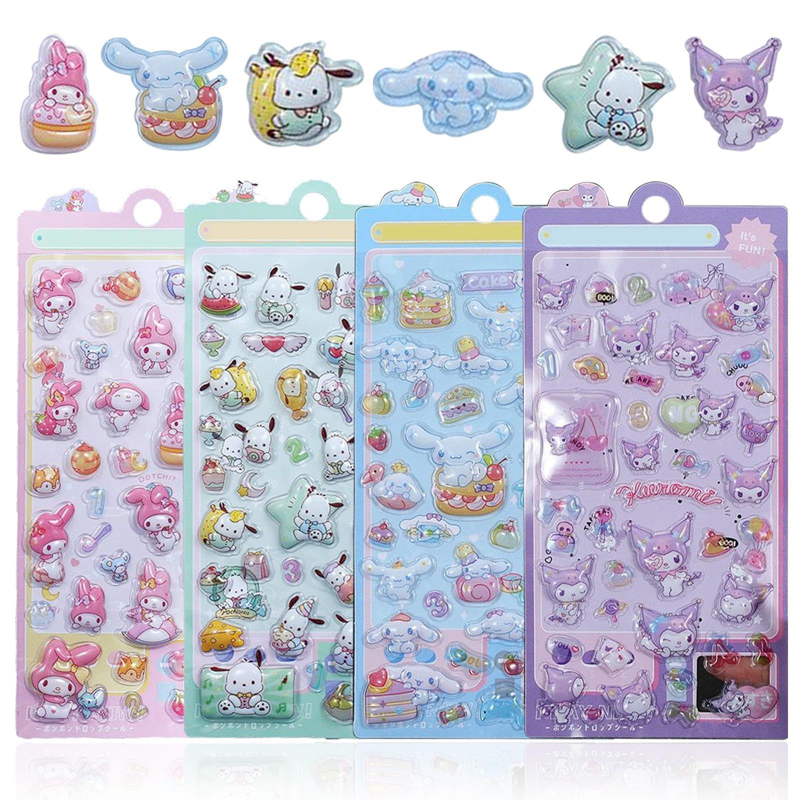 4枚セット】 3Dシール ぷくぷくシール ぷっくり 立体 ぷくぷく クロミ