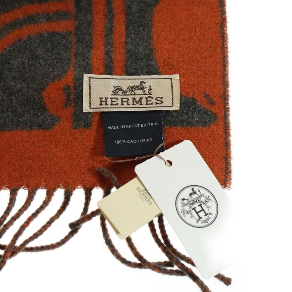 HERMES (エルメス) ブリッド ドゥ ガラ カシミヤマフラー グレー