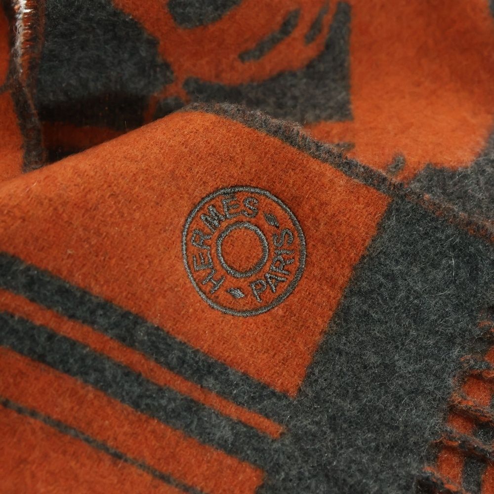 HERMES (エルメス) ブリッド ドゥ ガラ カシミヤマフラー グレー