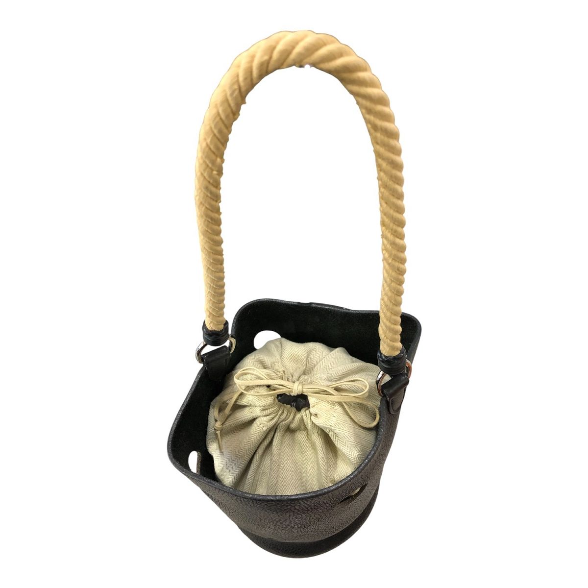 エルメス HERMES ハンド トートバッグ マンジョワールMM □I刻印 2005年製造 ブラック レディース