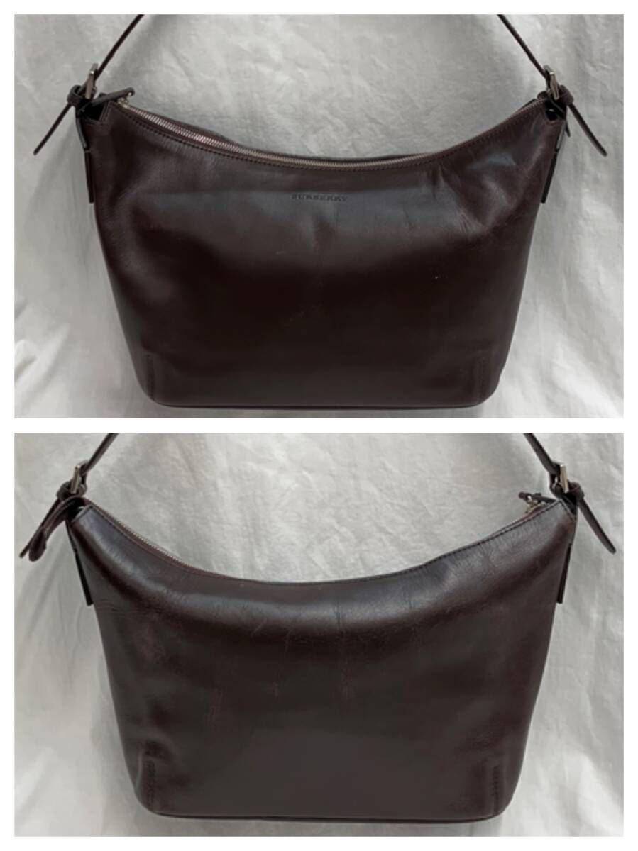 BURBERRY バーバリー ワン ショルダーバッグ ブラウン 茶色 レザー ロゴ 型押し