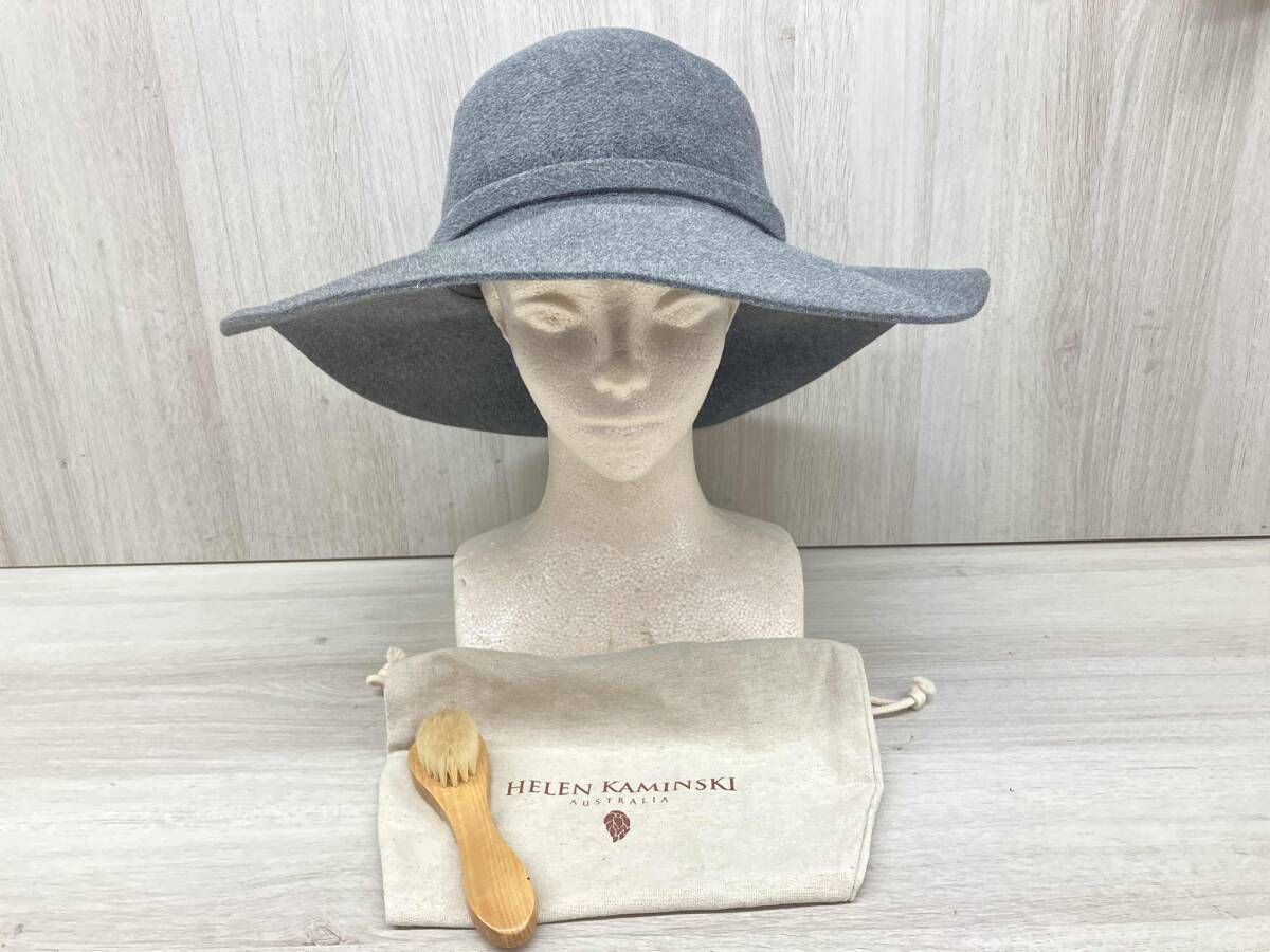 Helen Kaminski OPHELIA フェルト グレー ブラシ付き ハット MEDIUM 内