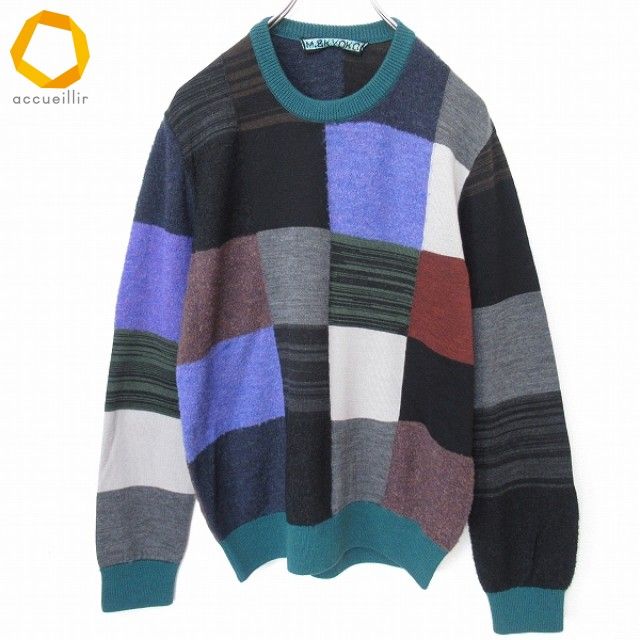 M&KYOKO セーター エムアンドキョウコ M.&KYOKO ニット・セーター パッチワーク風 クルー