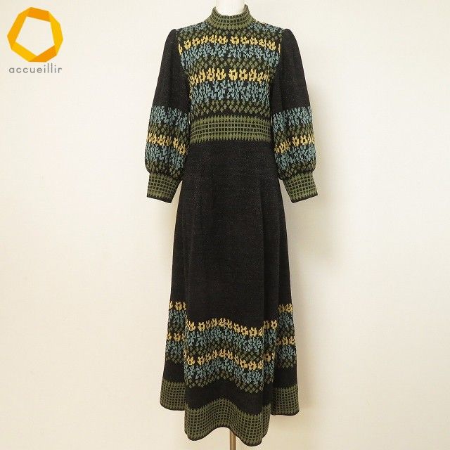 wnc サイトウトヨコ 斉藤都世子 ワンピース ニット 黒 水色 黄色