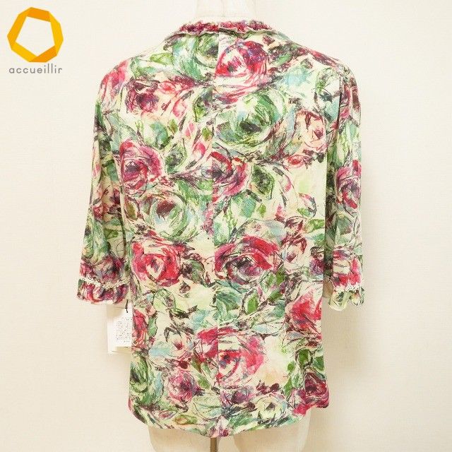 anc ヘッポコセンセイ へっぽこ先生 カットソー アイボリー 赤 緑 メッシュ 花モチーフ 花柄 タグ付き レディース 973900