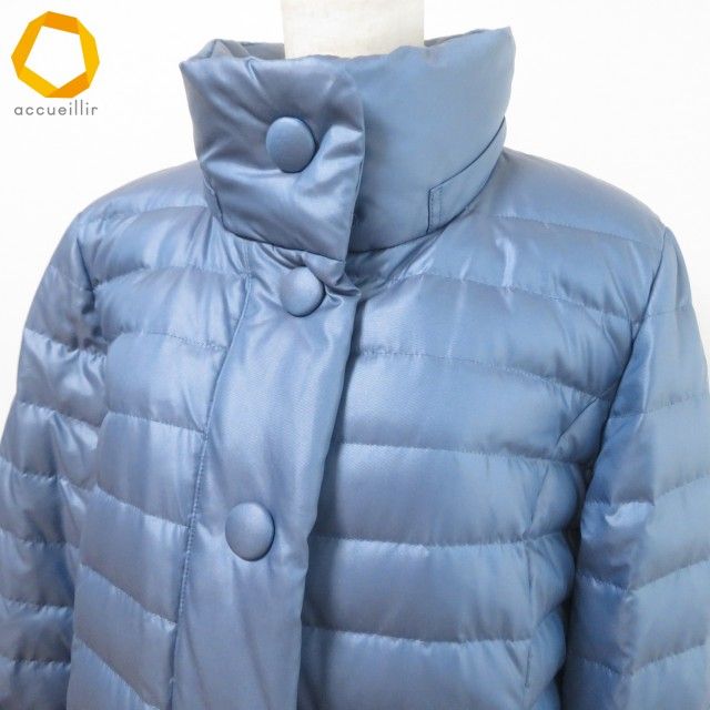 wnc レリアン Leilian ダウンコート 9 水色 ジップアップ スナップ