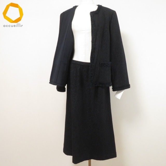 wnc レリアン Leilian スカートスーツ セットアップ 13+ 黒 青