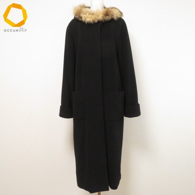 wnc インゲボルグ INGEBORG コート 黒 ラクーンファー フード付き