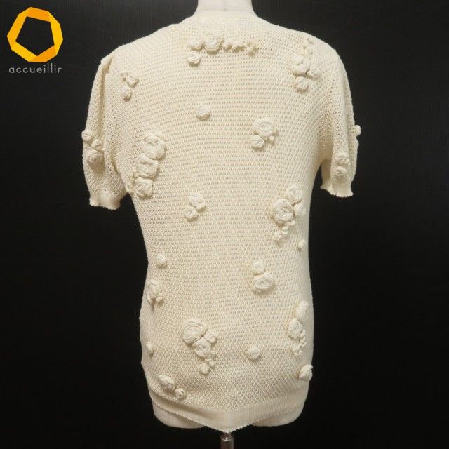 snc インゲボルグ アンサンブル ニット アイボリー 鍵編み 花モチーフ 半袖 レディース 977211