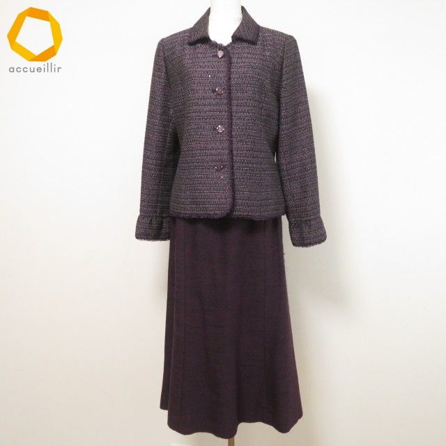 anc レリアン Leilian スカートスーツ セットアップ ツーピース 11 紫