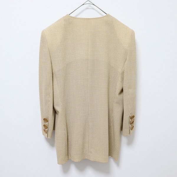 クリスチャンディオール　ノーカラージャケット　シルク　ヴィンテージ　ベージュ クリスチャンディオール ChristianDior ヴィンテージ ジャケット ノー