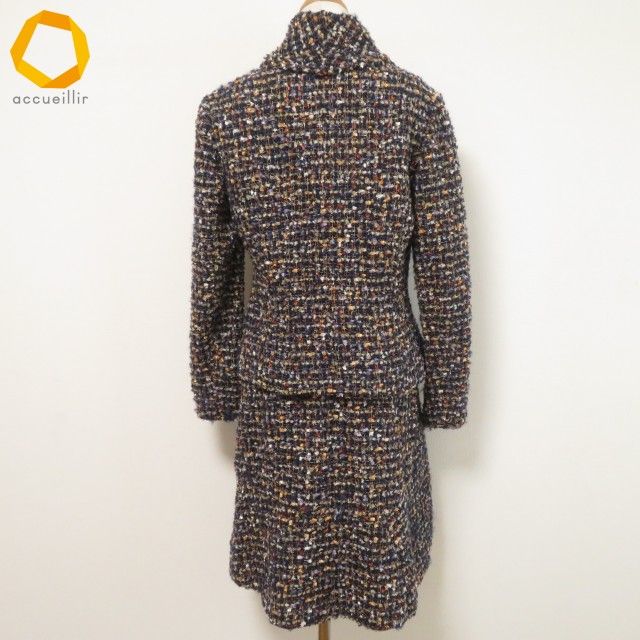 wnc リツコシラハマ RITSUKO スカートスーツ セットアップ 1 マルチ ツイード ラメ フリル レディース 978136