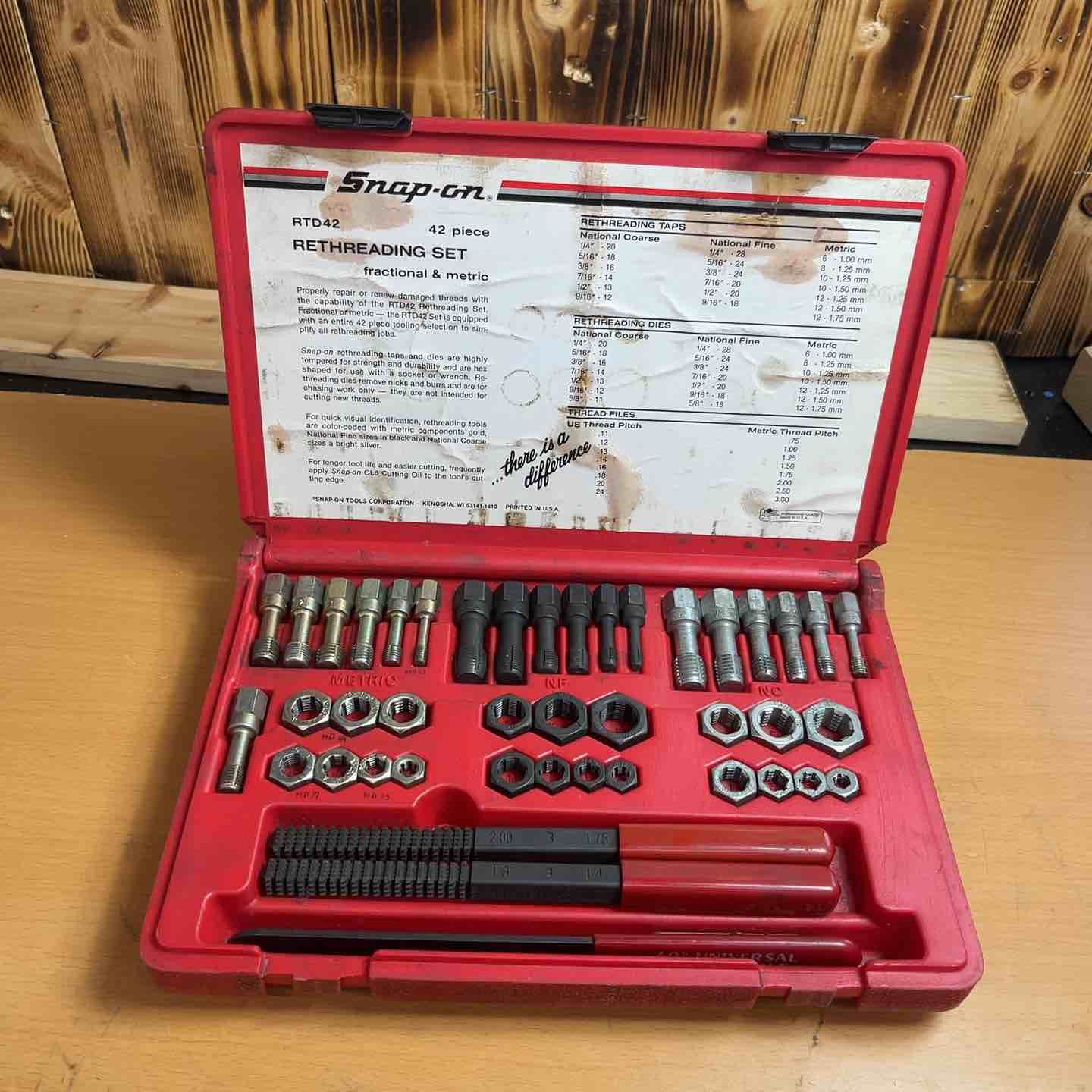 スナップオン Snap on RTD 42 42ピース タップ ダイス ネジ山修正セット RETHREADING SET