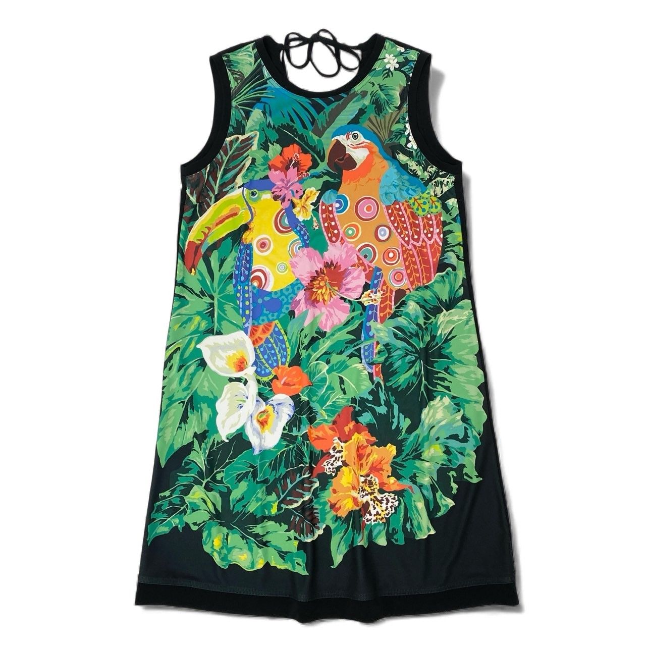 TOKUKO 1er VOL 黒と紫の花柄ノースリーブチュニック 9号 26k27 《美品》 TOKUKO 1er VOL トクコプルミエヴォル ノースリーブ