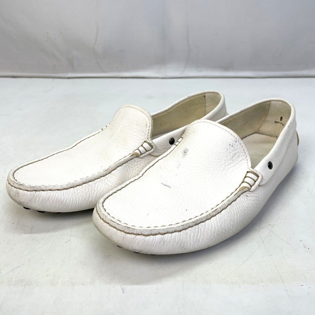 01w-5740 〇 トッズ TODS ドライビングシューズ ホワイト サイズ6[約