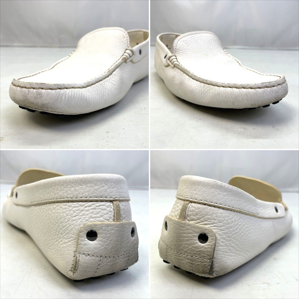 01w-5740 〇 トッズ TODS ドライビングシューズ ホワイト サイズ6[約