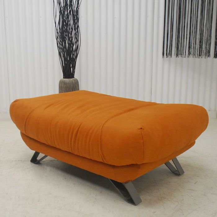 アウトレット 現品限り 一部 大 ワイドオットマン スツール クロム オレンジ ソファー 250520-ブルネロstクロムor