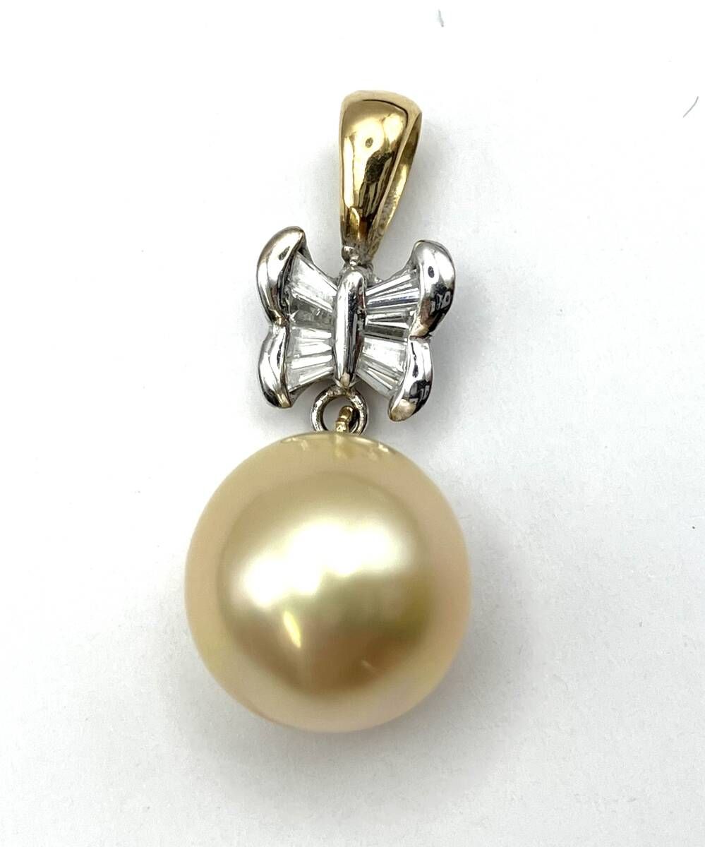 南洋真珠 ゴールド K 18 トップ ダイヤ0 17 ct 2 9 g ソーティング付き