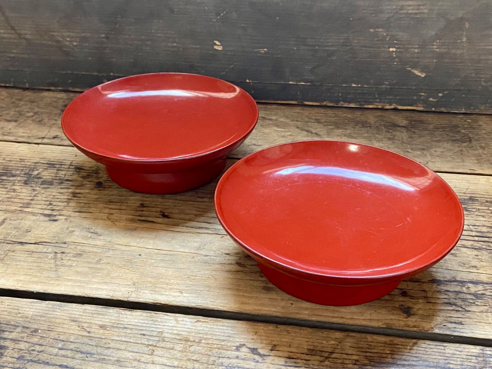 2168様感謝‼️愛蔵品渾身のJAPAN WAJIMA 輪島 塗師特製在銘椿皿5客 能登蔵出し 輪島塗 朱漆 椿皿 2客/ 時代 朱塗 漆器皿 銘々皿 小皿