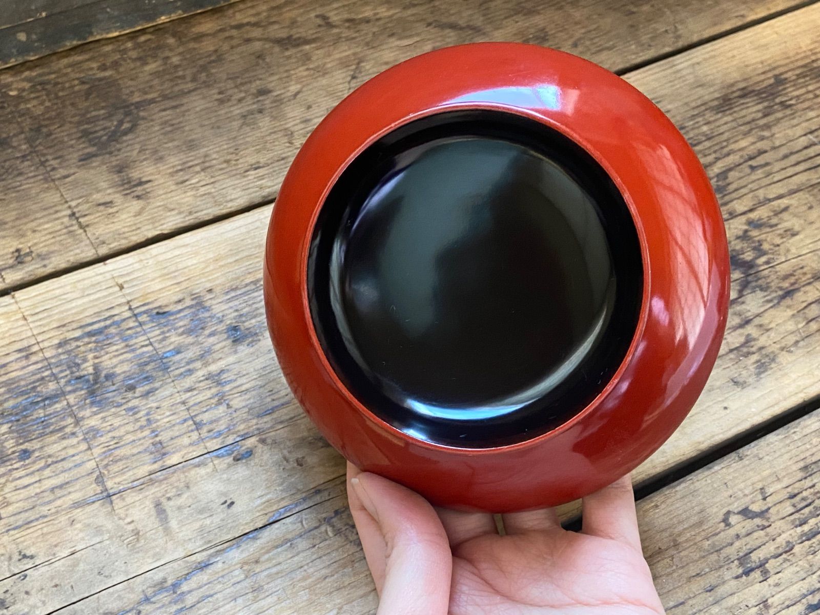 能登蔵出し 輪島塗 朱漆 椿皿 2客/ 時代 朱塗 漆器皿 銘々皿 小皿