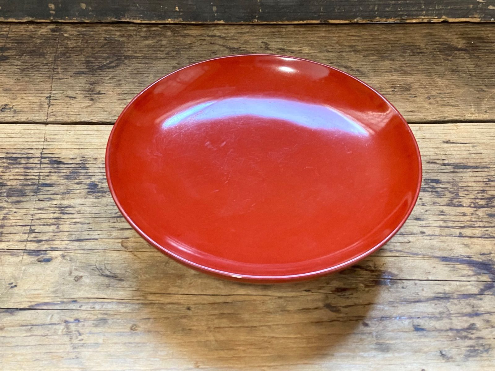 能登蔵出し 輪島塗 朱漆 椿皿 2客/ 時代 朱塗 漆器皿 銘々皿 小皿