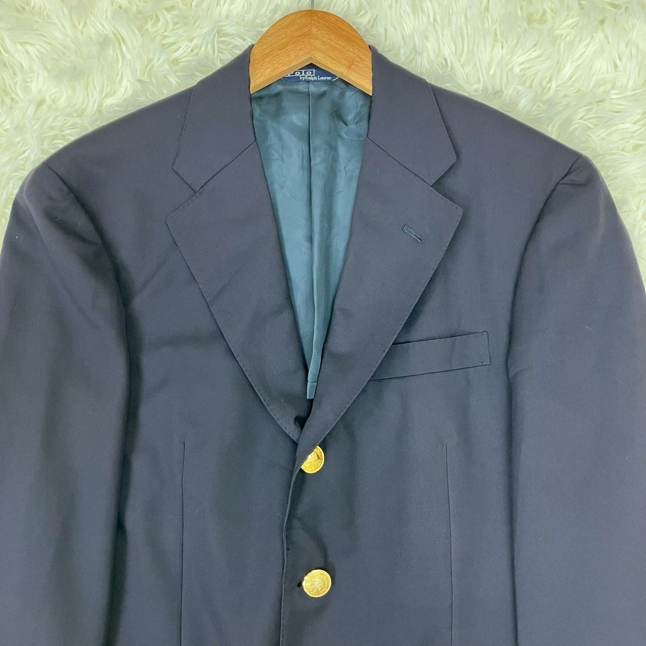 ポロバイラルフローレン テーラードジャケット 紺ブレ 金ボタン 3つ