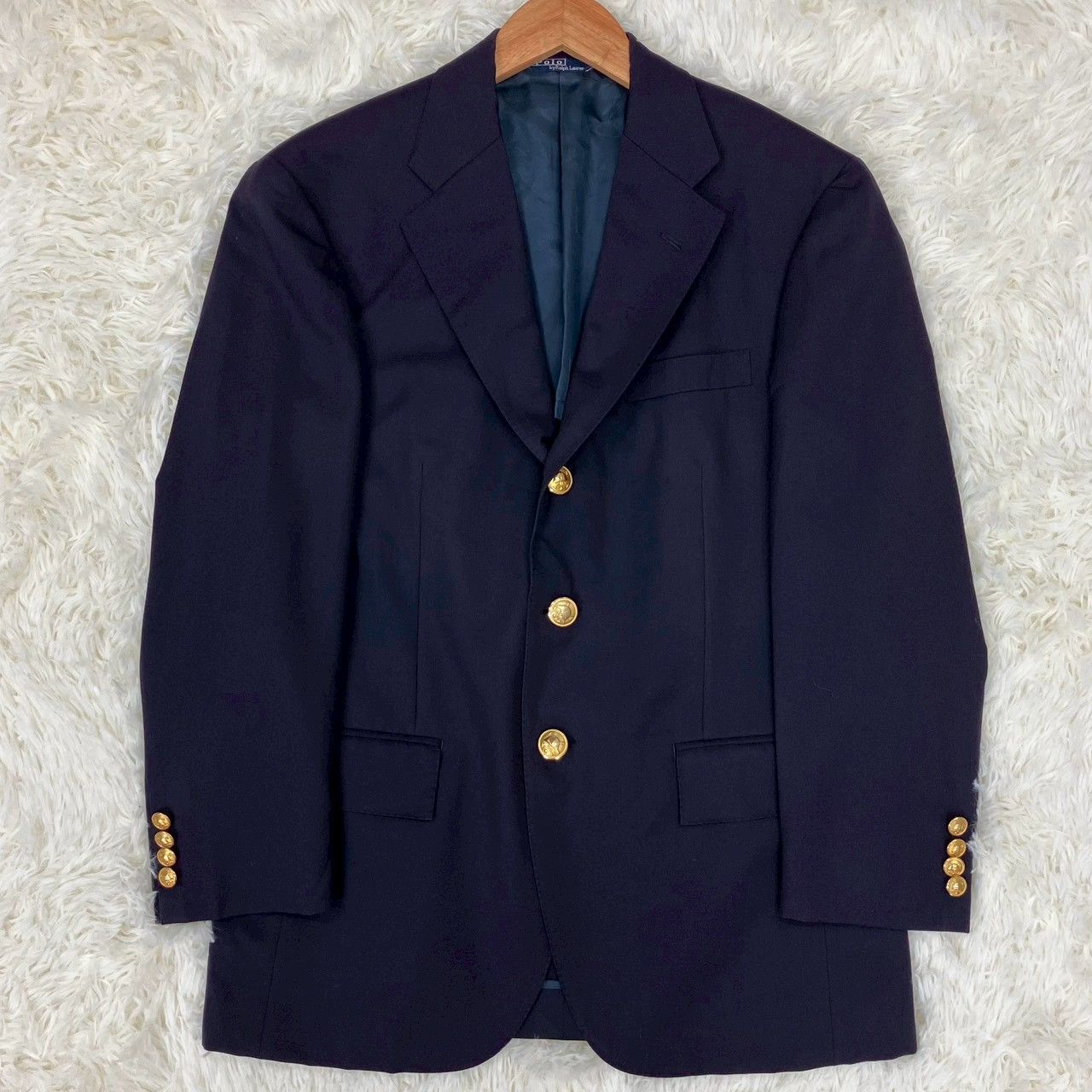 ポロバイラルフローレン テーラードジャケット 紺ブレ 金ボタン 3つ