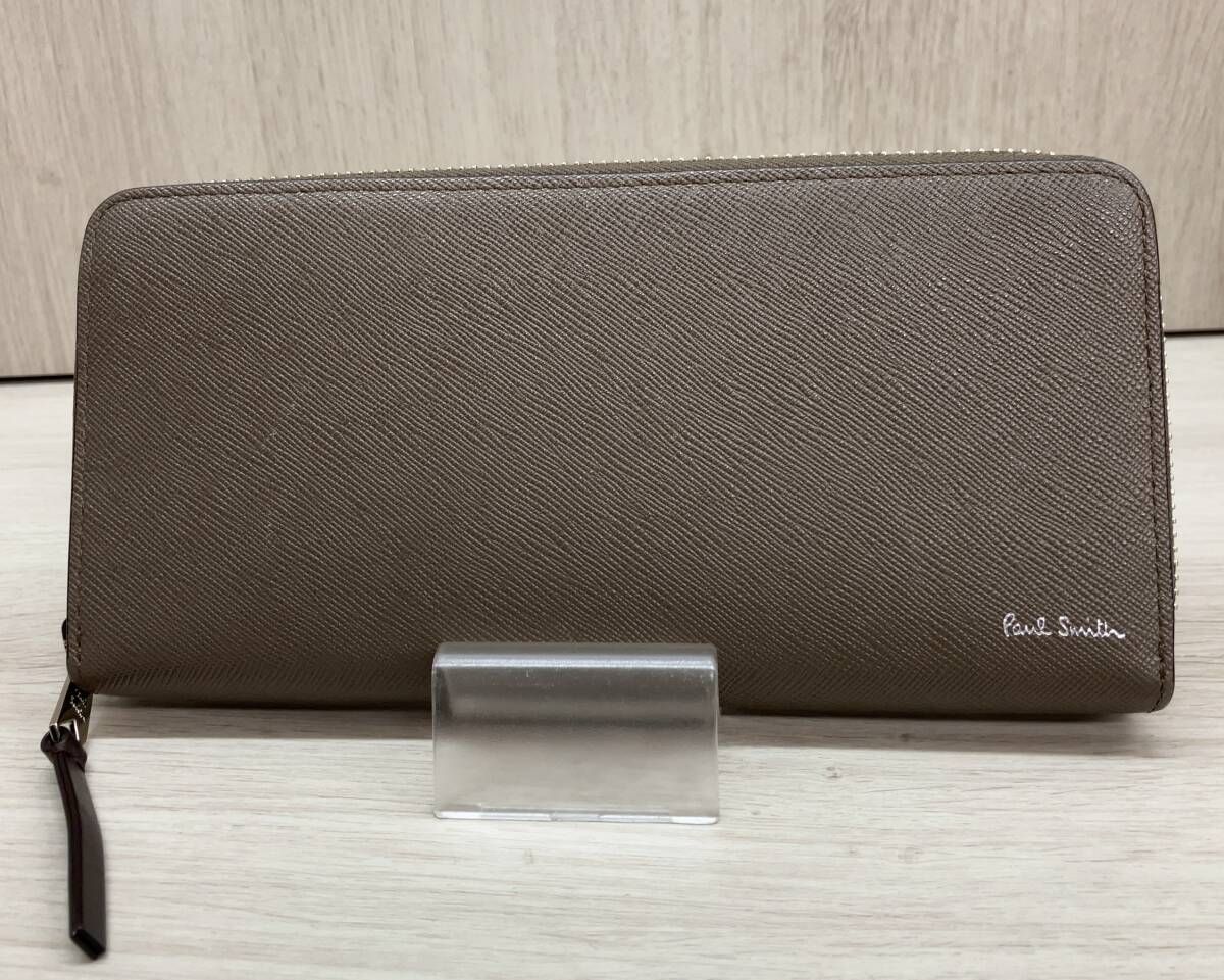 Paul Smith ポールスミス ブライトストライププラー 長財布 ラウンドファスナー BPS 917 ライトブラウン