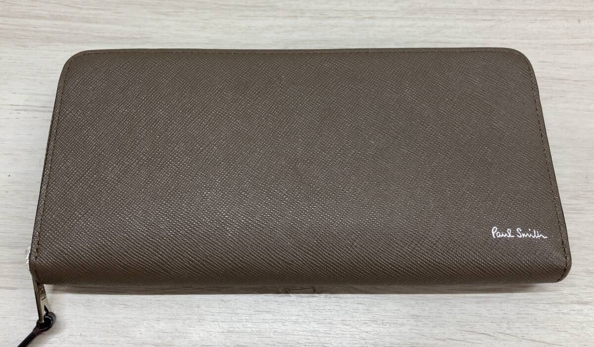 Paul Smith ポールスミス ブライトストライププラー 長財布 ラウンドファスナー BPS 917 ライトブラウン
