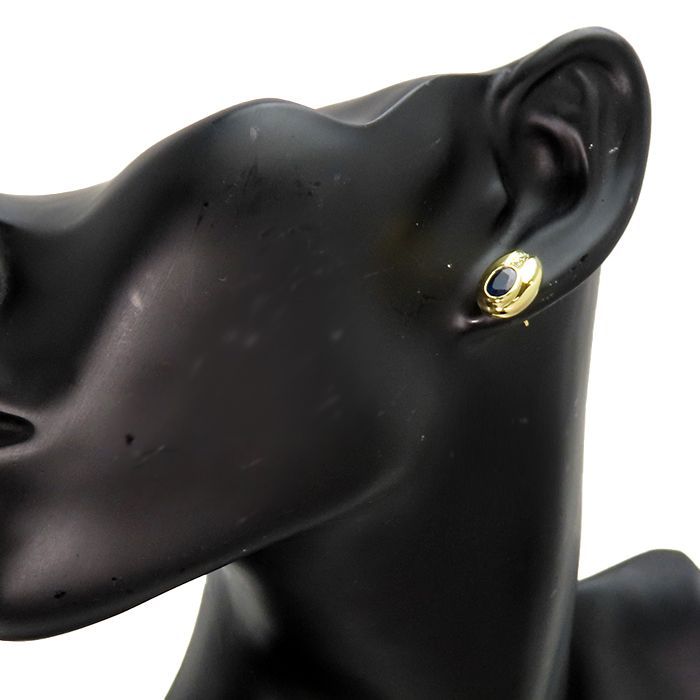 K 18 1.36|1.43 ctサファイア ダイヤ ピアス 約6.2 g 両耳用 鑑別書付 18金イエローゴールド ジュエリー アクセサリー レディース YG 質屋 丸高 貴金属 25 336-3