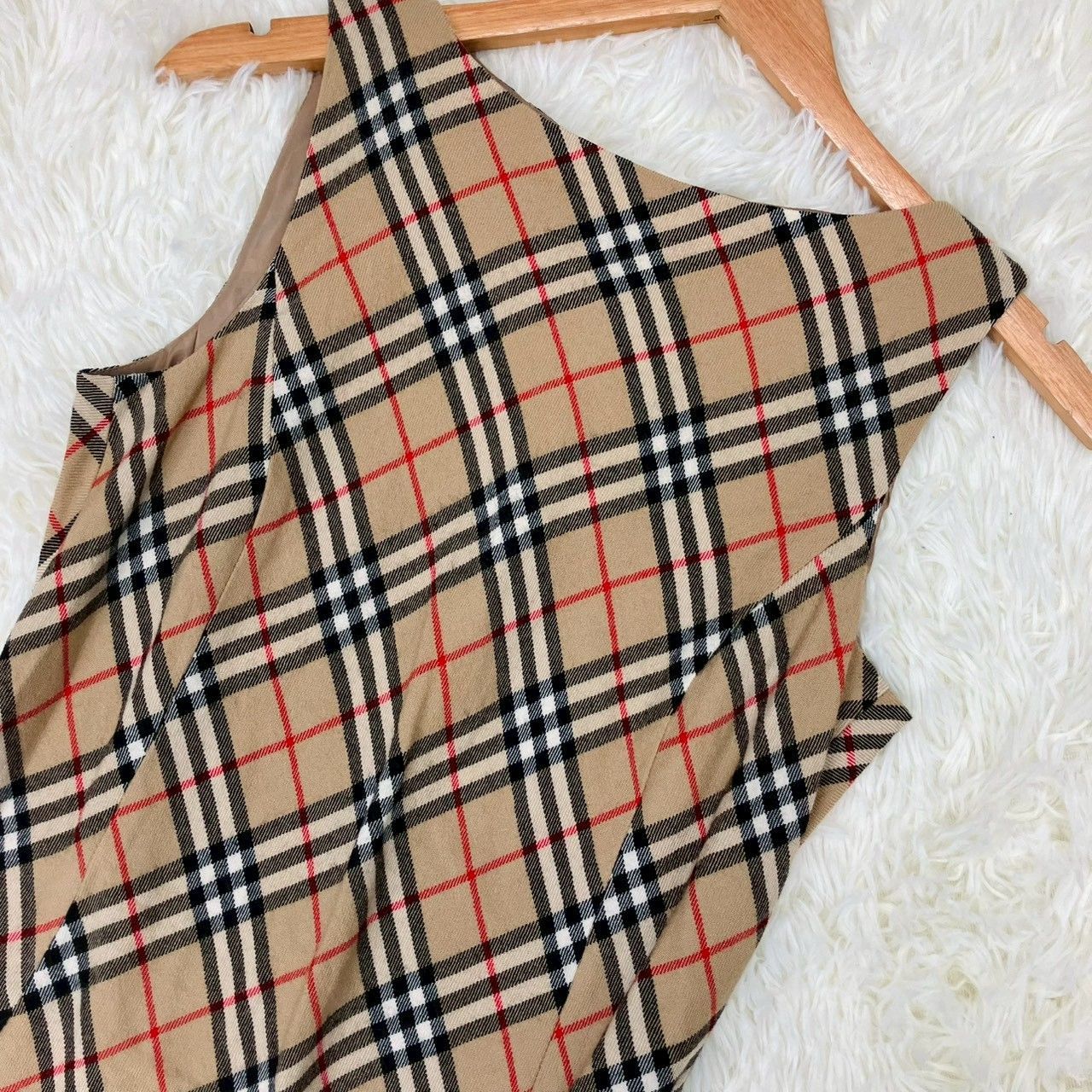 バーバリーブルーレーベル　ノースリーブワンピース　ノバチェック　ベージュ バーバリーブルーレーベル ノースリーブワンピース ノバチェック 裏地