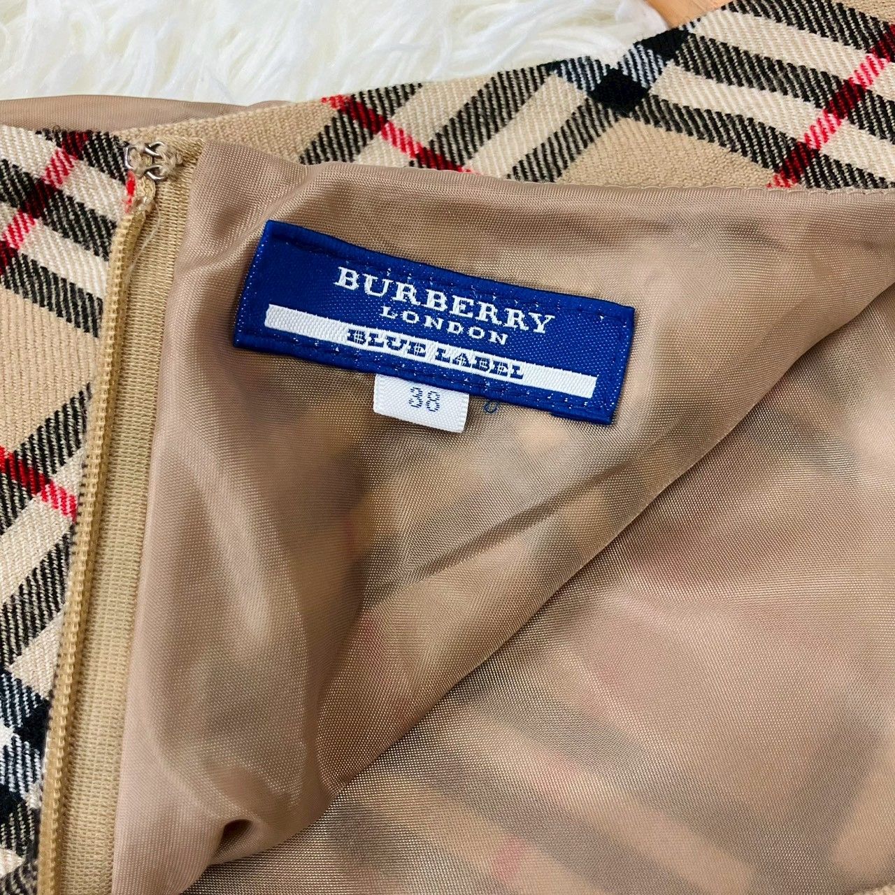 バーバリーブルーレーベル ノースリーブワンピース ノバチェック 裏地