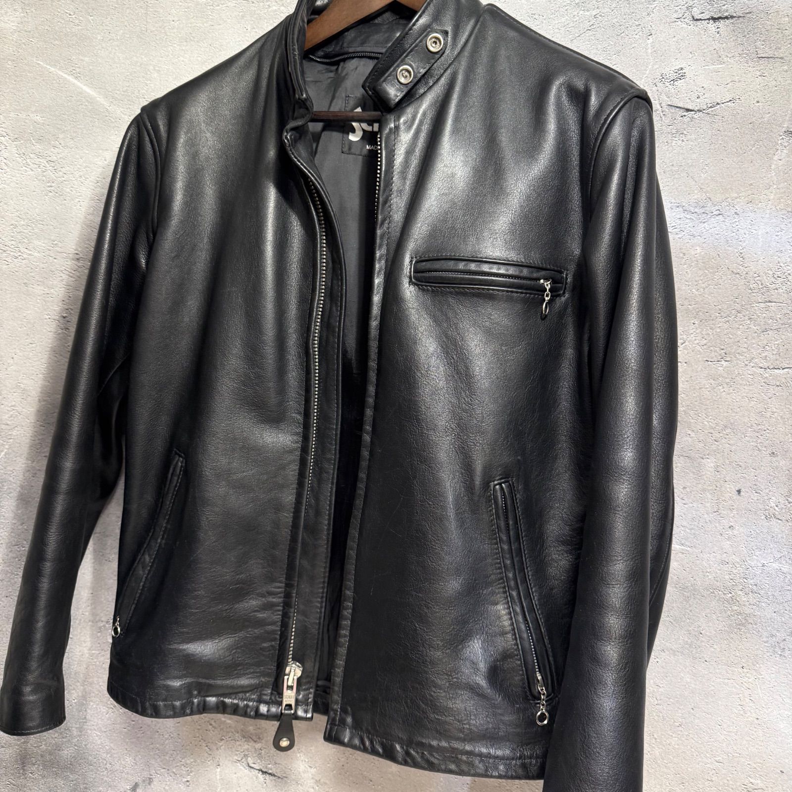 王道レザー✨】Schott ショット 641 38 黒 ブラック 牛革 シングル