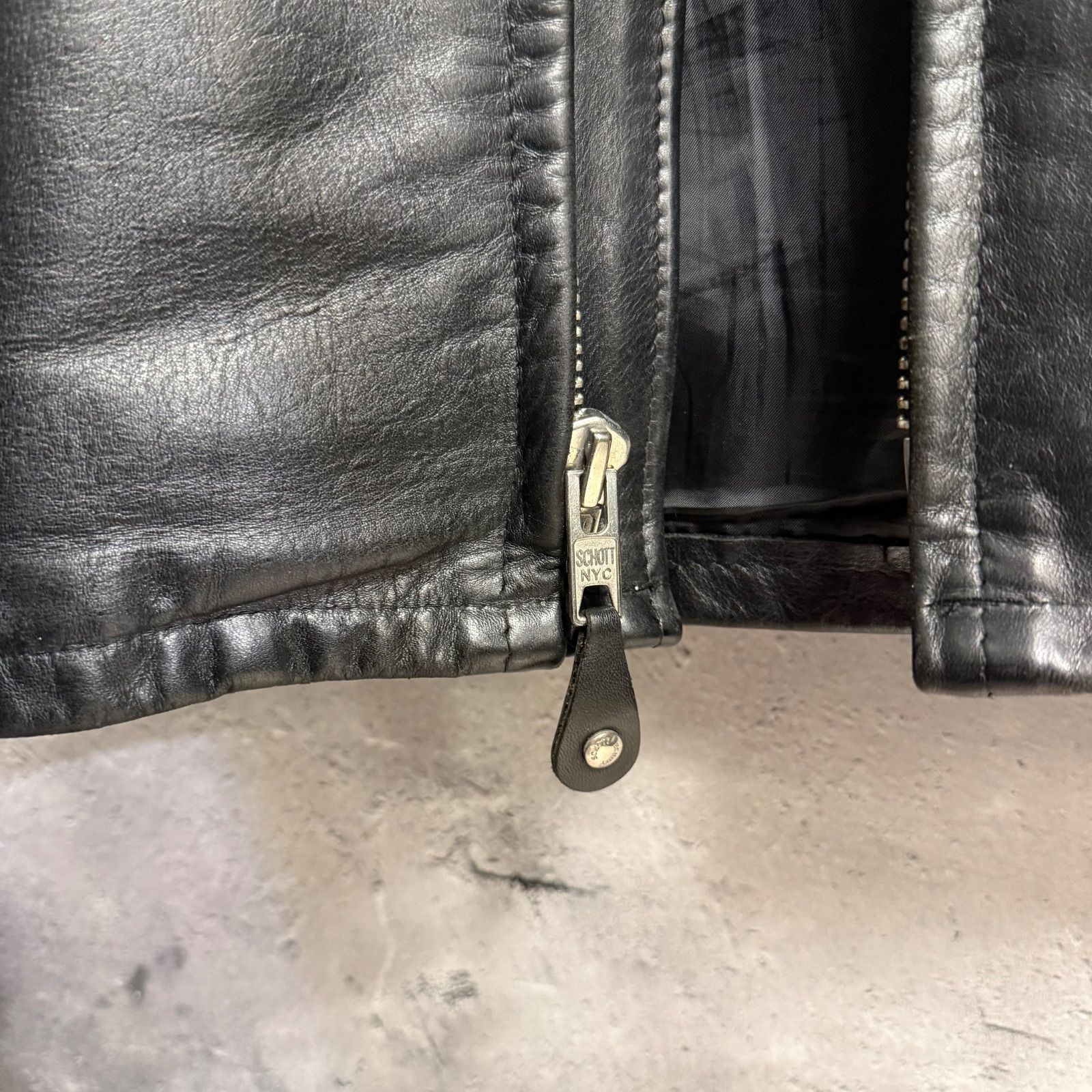 王道レザー✨】Schott ショット 641 38 黒 ブラック 牛革 シングル