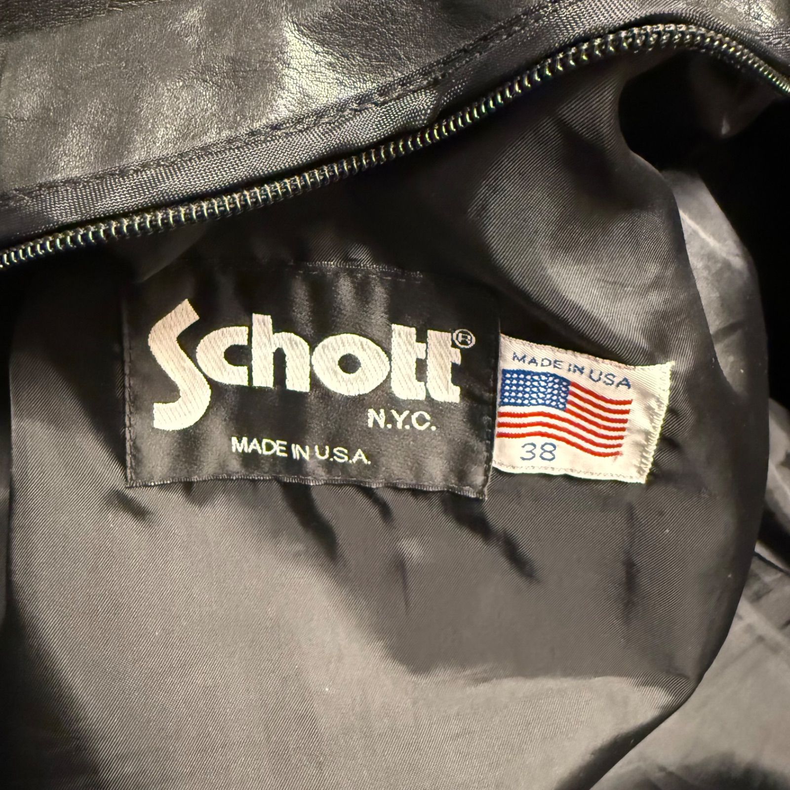 王道レザー✨】Schott ショット 641 38 黒 ブラック 牛革 シングル 